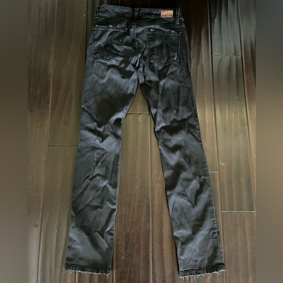 Level 99 Lily Style Black Wash Denim Distressed Skinny Straight jeans Size 25 - Picture 10 of 10